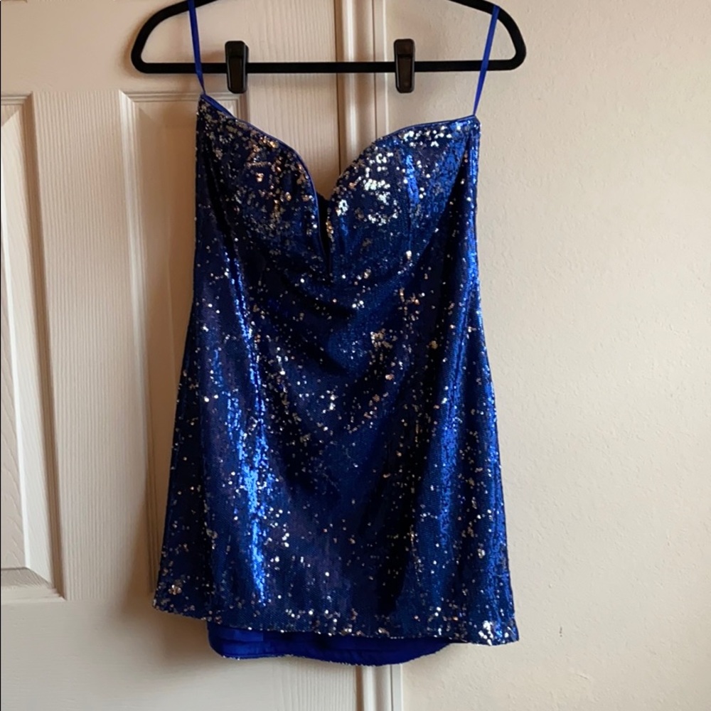 Nasty Gal Deep V Strapless Sequin Dress